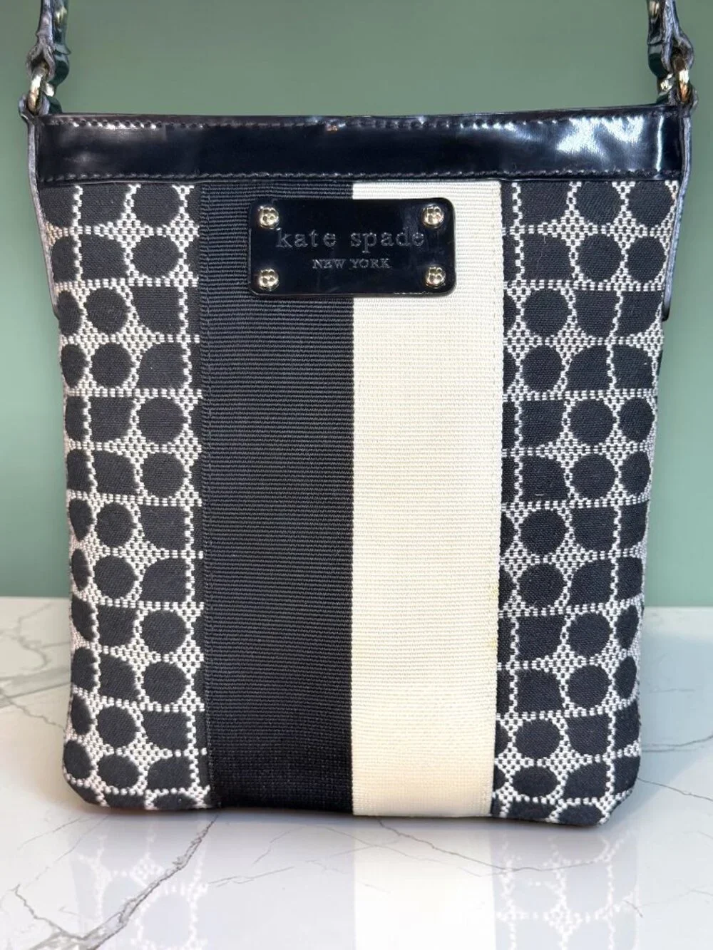 Kate Spade Dot Noel Black and White Swingpack Crossbody Bag